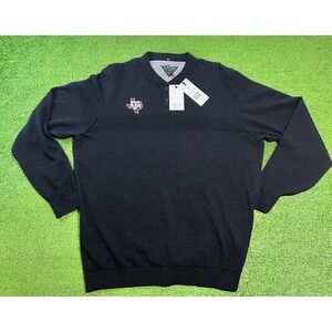 Texas‎ A&M Sweatshirt LG Aggie Football Shirt Henley Wool Golf Spandex SOFT NWT
